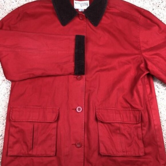International Scene Women’s Red Brown Corduroy Collar Winter Coat Button Up - Picture 1 of 9